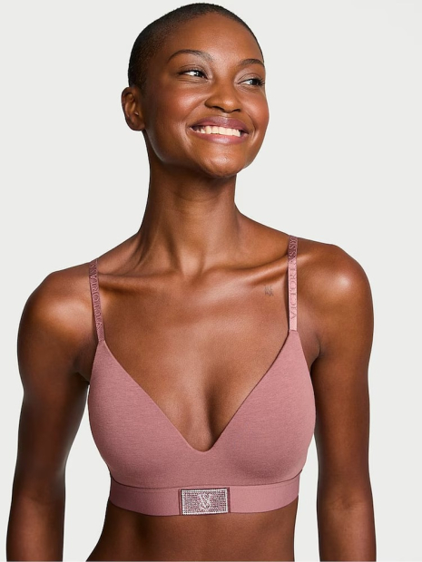 Женский комплект белья Victoria's Secret лиф и трусики тонг 1159832610 (Розовый 34C/M)