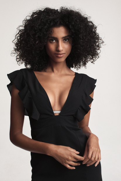 Комплект білизни зі стразами Victoria's Secret ліф Push-up та трусики бразилії 1159832420 (Чорний 36C/L)