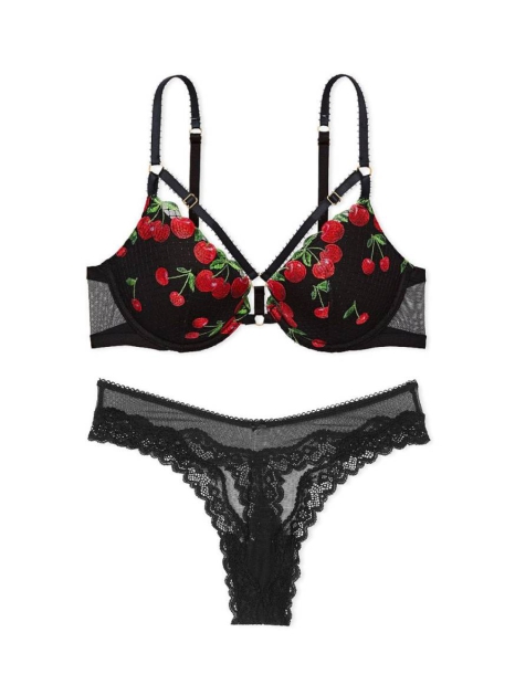 Шикарний комплект Victoria's Secret бюст та трусики тонг 1159829601 (Чорний 34A/S)