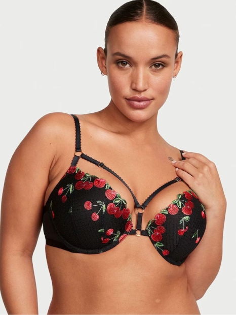 Шикарний комплект Victoria's Secret бюст та трусики тонг 1159829601 (Чорний 34A/S)