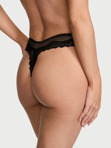 Шикарний комплект Victoria's Secret бюст та трусики тонг 1159829601 (Чорний 34A/S)