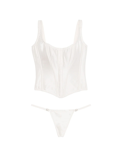 Комплект белья Victoria's Secret корсет и трусики стринги 1159830136 (Молочный M)