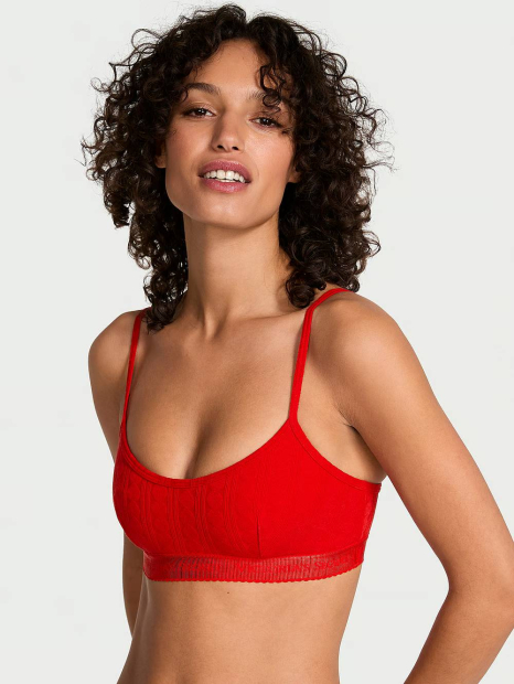 Жіночий комплект білизни Victoria's Secret баралет і трусики тонг 1159830444 (Червоний L)