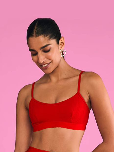Жіночий комплект білизни Victoria's Secret баралет і трусики тонг 1159830444 (Червоний L)