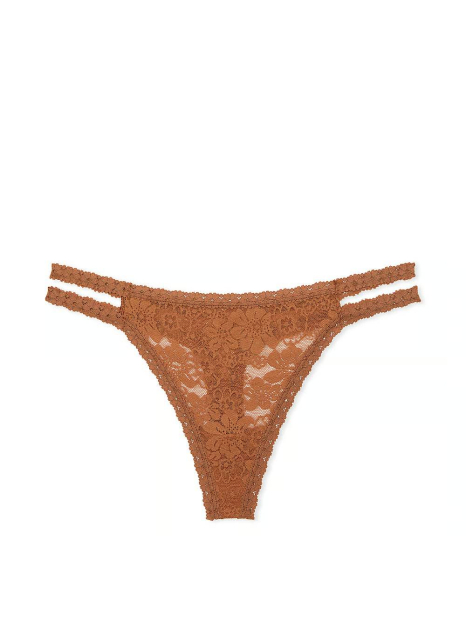 Мереживний комплект білизни Victoria's Secret Pink корсетний топ та трусики тонг 1159830793 (Коричневий XL)
