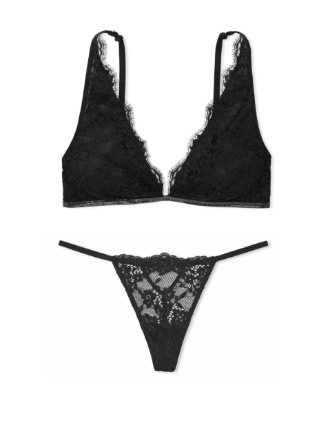 Шикарный комплект белья Victoria's Secret лиф и трусики стринги 1159830813 (Черный L)