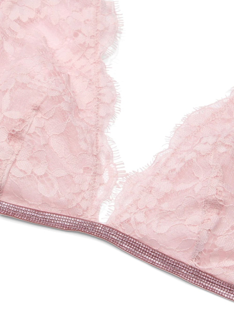 Шикарный комплект белья Victoria's Secret лиф и трусики стринги со стразами 1159830814 (Розовый L)