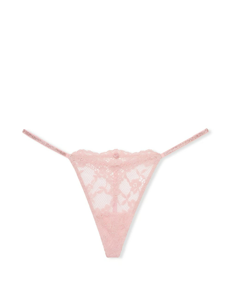 Шикарный комплект белья Victoria's Secret лиф и трусики стринги со стразами 1159830814 (Розовый L)