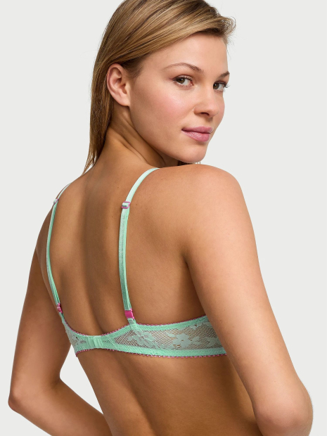 Мереживний комплект білизни Victoria's Secret погруддя та трусики тонг 1159832469 (Бірюзовий 34B/S)