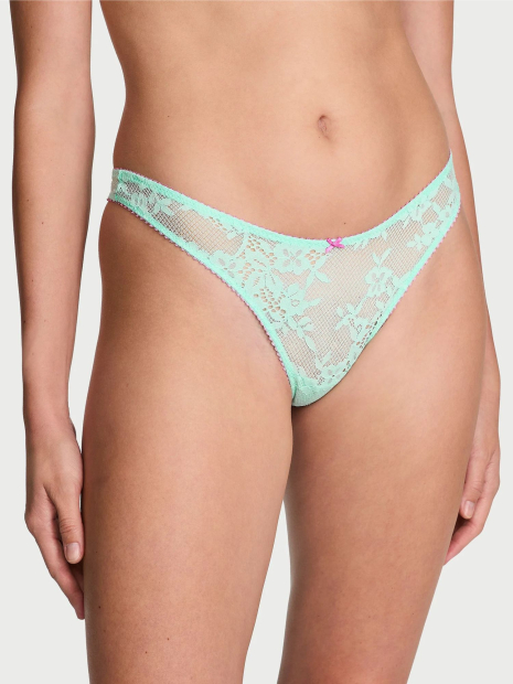 Мереживний комплект білизни Victoria's Secret погруддя та трусики тонг 1159832469 (Бірюзовий 34B/S)