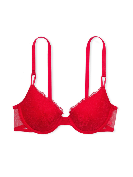 Мереживний комплект білизни Victoria's Secret ліф та трусики тонг 1159830977 (Червоний 36C/L)