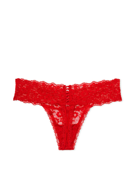 Мереживний комплект білизни Victoria's Secret ліф та трусики тонг 1159830977 (Червоний 36C/L)