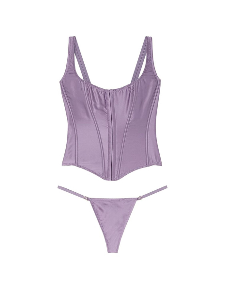 Комплект білизни Victoria's Secret корсет та трусики стрінги 1159830979 (Бузковий S)