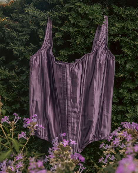 Комплект білизни Victoria's Secret корсет та трусики стрінги 1159830979 (Бузковий S)