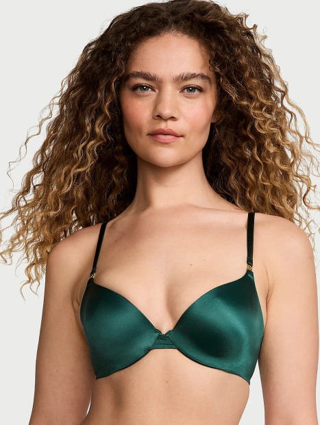 Гладкий комплект белья Victoria's Secret бюст Push-up и трусики чики 1159831043 (Зеленый 34A/XS)