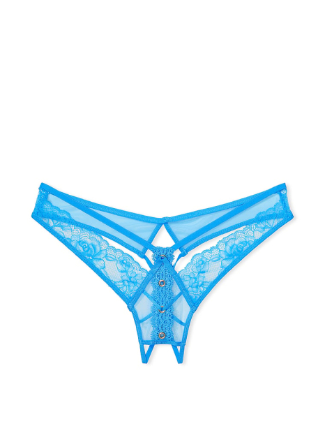 Шикарный комплект Victoria's Secret пояс для чулок, бюст и трусики тонг 1159831051 (Голубой 32C/S)