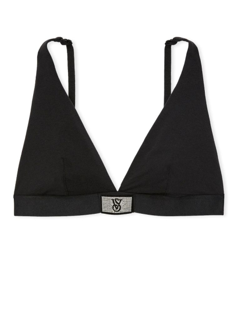 Женский комплект белья Victoria's Secret лиф и трусики тонг 1159831155 (Черный L)