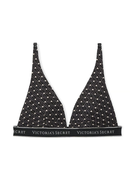 Женский комплект белья Victoria's Secret лиф и трусики тонг с принтом 1159831183 (Черный S)