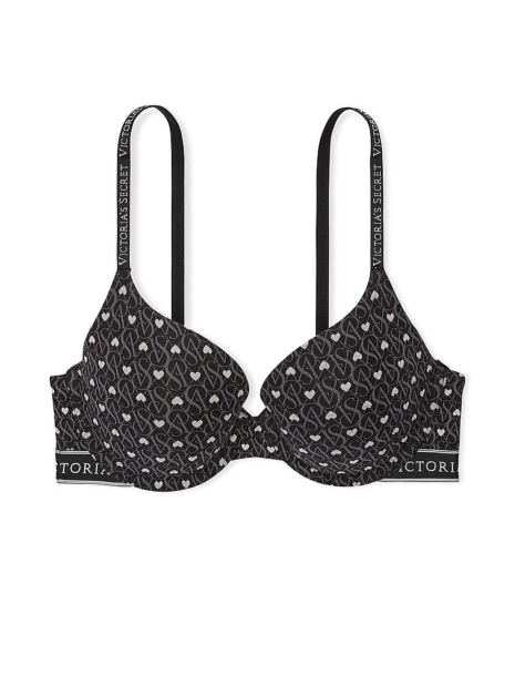 Женский комплект белья Victoria's Secret лиф Push-Up и трусики тонг 1159831193 (Черный 38B/L)