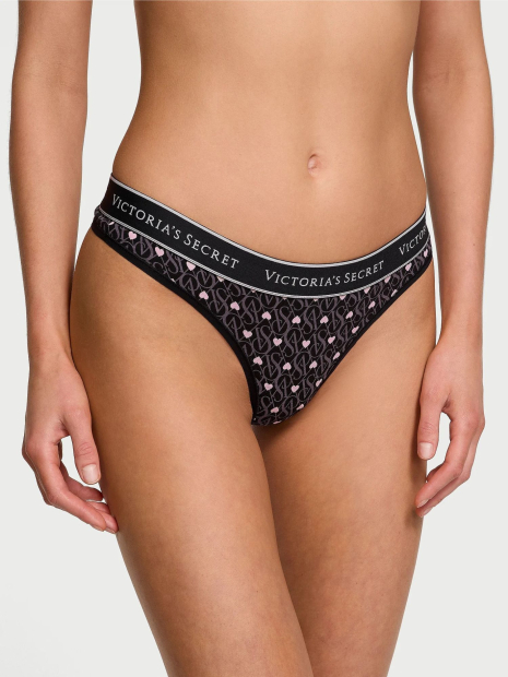 Женский комплект белья Victoria's Secret лиф и трусики тонг 1159831203 (Черный 38B/L)