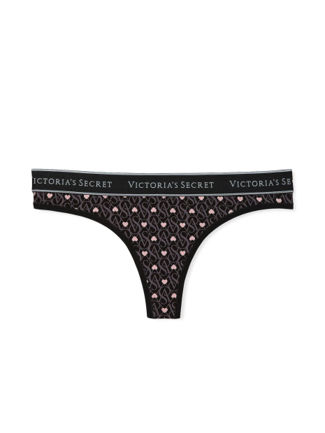 Женский комплект белья Victoria's Secret лиф и трусики тонг 1159831203 (Черный 38B/L)