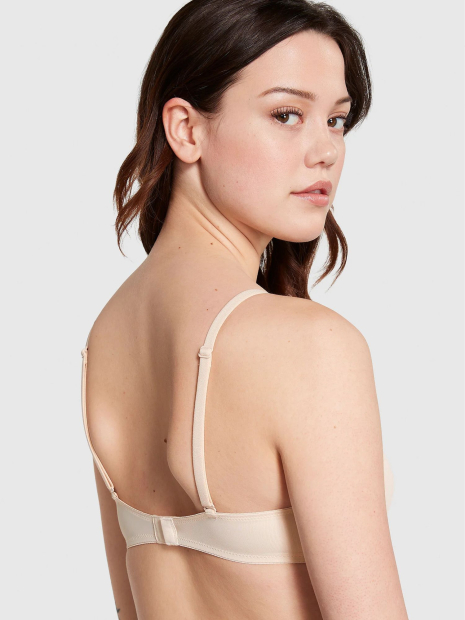 Комплект белья Victoria's Secret Pink бюст Super Push-Up и трусики тонг 1159831265 (Бежевый 34C/M)