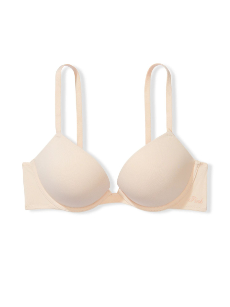 Комплект белья Victoria's Secret Pink бюст Super Push-Up и трусики тонг 1159831265 (Бежевый 34C/M)
