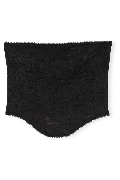 Кружевной комплект белья Victoria's Secret Pink корсетный топ и трусики тонг 1159831846 (Черный L)