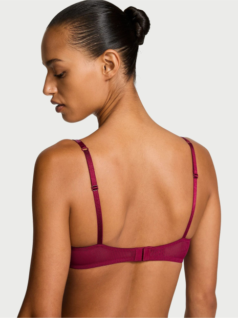 Эффектный комплект белья Victoria's Secret лиф и трусики тонг со стразами 1159831428 (Бордовый 38C/L)