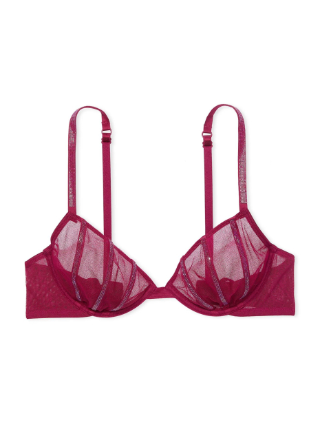 Эффектный комплект белья Victoria's Secret лиф и трусики тонг со стразами 1159831428 (Бордовый 38C/L)