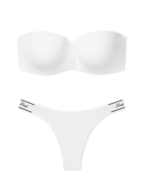 Жіночий комплект білизни Victoria's Secret PINK погруддя Push Up та трусики тонг 1159834319 (Білий 32C/S)