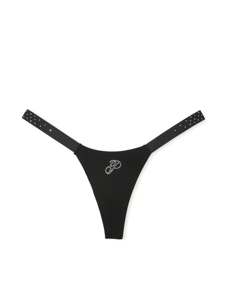 Женский комплект белья Victoria's Secret PINK бюст Push Up и трусики тонг 1159831517 (Черный 38B/L)