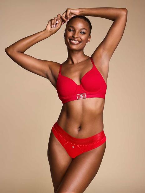 Жіночий комплект білизни Victoria's Secret ліф та трусики хіпхагери 1159831993 (Червоний 38B/L)