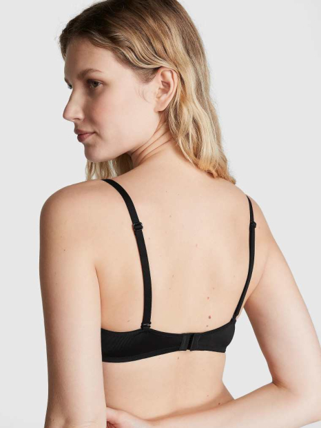 Ефектний комплект білизни Victoria's Secret Pink бюст Super Push-Up і бразиліани трусики 1159832091 (Чорний 36A/M)