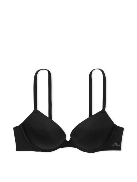 Ефектний комплект білизни Victoria's Secret Pink бюст Super Push-Up і бразиліани трусики 1159832091 (Чорний 36A/M)