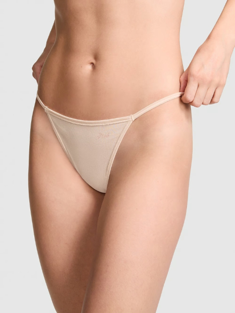 Комплект білизни Victoria's Secret Pink бюст Push-Up та трусики стрінги 1159832104 (Бежевий 36B/M)