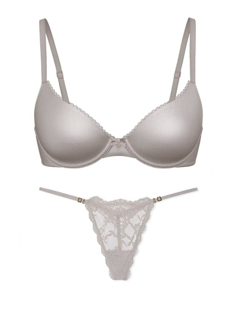 Комплект белья Victoria's Secret бюст и трусики стринги 1159832269 (Серый 36C/L)