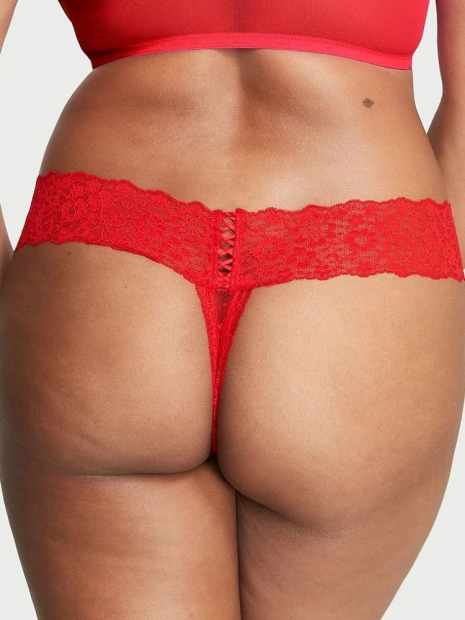 Жіночий комплект білизни Victoria's Secret ліф Push-Up та трусики тонг 1159832282 (Червоний 34B/S)