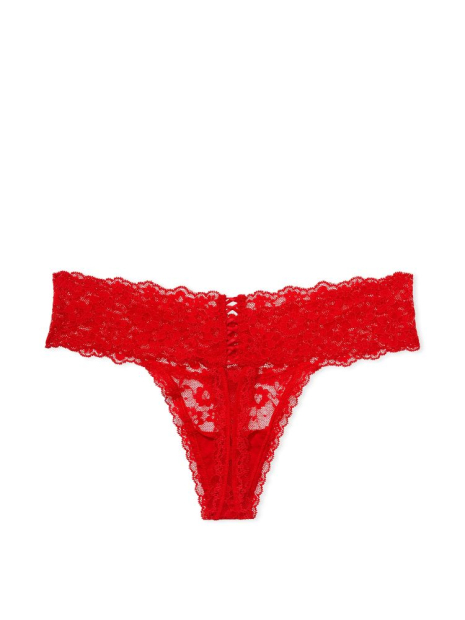 Жіночий комплект білизни Victoria's Secret ліф Push-Up та трусики тонг 1159832282 (Червоний 34B/S)