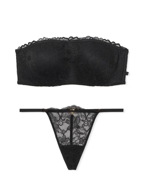 Мереживний комплект білизни Victoria's Secret бралетт та трусики стрінги 1159832388 (Чорний L)