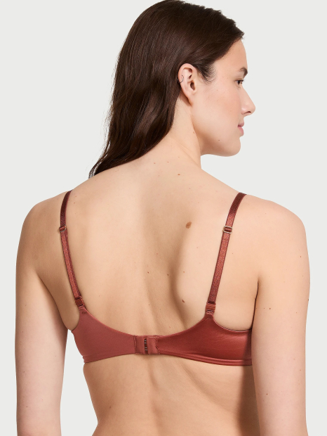 Гладкий комплект белья Victoria's Secret бюст Push-up и трусики тонг 1159832502 (Коричневый 32C/S)