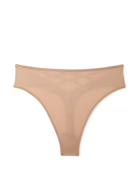 Гладкий комплект белья Victoria's Secret бюст Push-up и трусики тонг 1159832506 (Бежевый 32C/S)