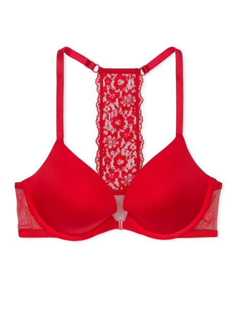 Женский комплект белья Victoria's Secret лиф Push-Up и трусики тонг 1159832533 (Красный 34A/S)