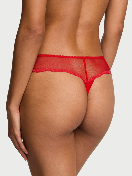 Женский комплект белья Victoria's Secret лиф Push-Up и трусики тонг 1159832533 (Красный 34A/S)
