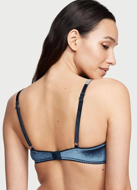 Комплект белья Victoria's Secret кружевной бюст с бархатом и бесшовные трусики чики 1159832568 (Синий 32D/S)