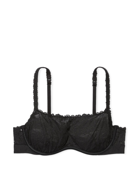 Кружевной комплект Victoria's Secret Pink бюстгальтер и трусики тонг 1159832721 (Черный L)