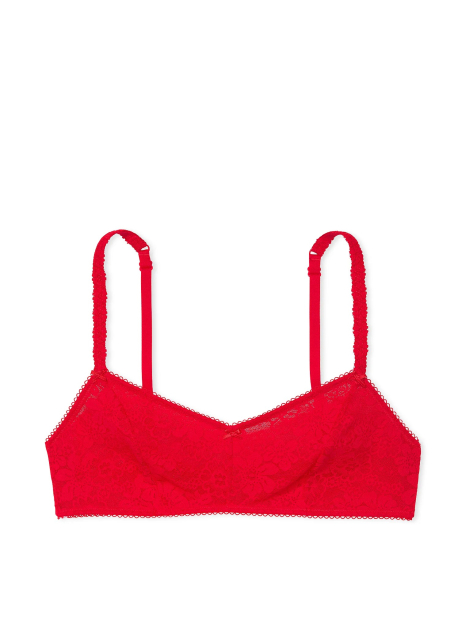 Кружевной комплект белья Victoria's Secret Pink баралетт и трусики тонг 1159832786 (Красный L)