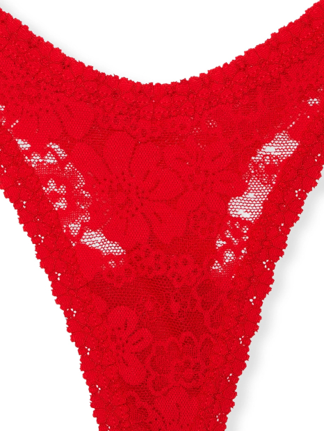 Кружевной комплект белья Victoria's Secret Pink баралетт и трусики тонг 1159832786 (Красный L)