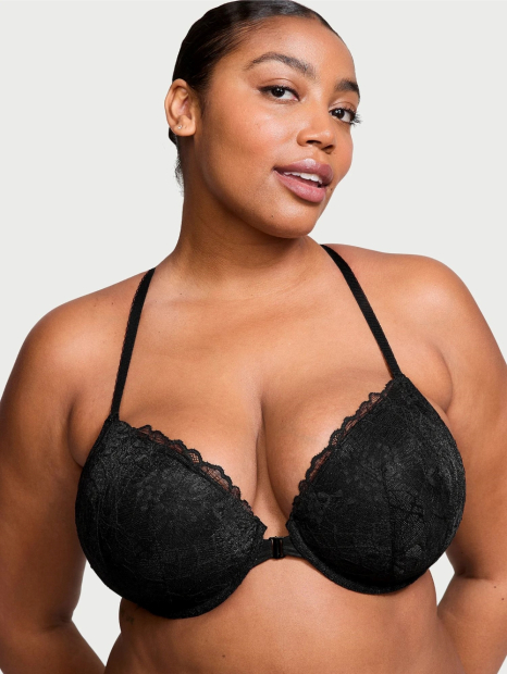 Шикарный комплект Victoria's Secret бюстгальтер и трусики тонг 1159832874 (Черный 34C/M)