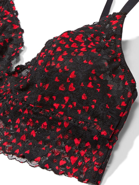 Кружевной комплект белья Victoria's Secret бралетт и трусики тонг 1159833135 (Черный XXL)